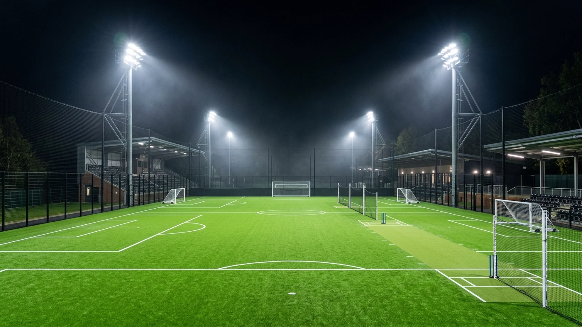 The Offside Turf premier floodlit arena at night in Pandeypur, Varanasi
